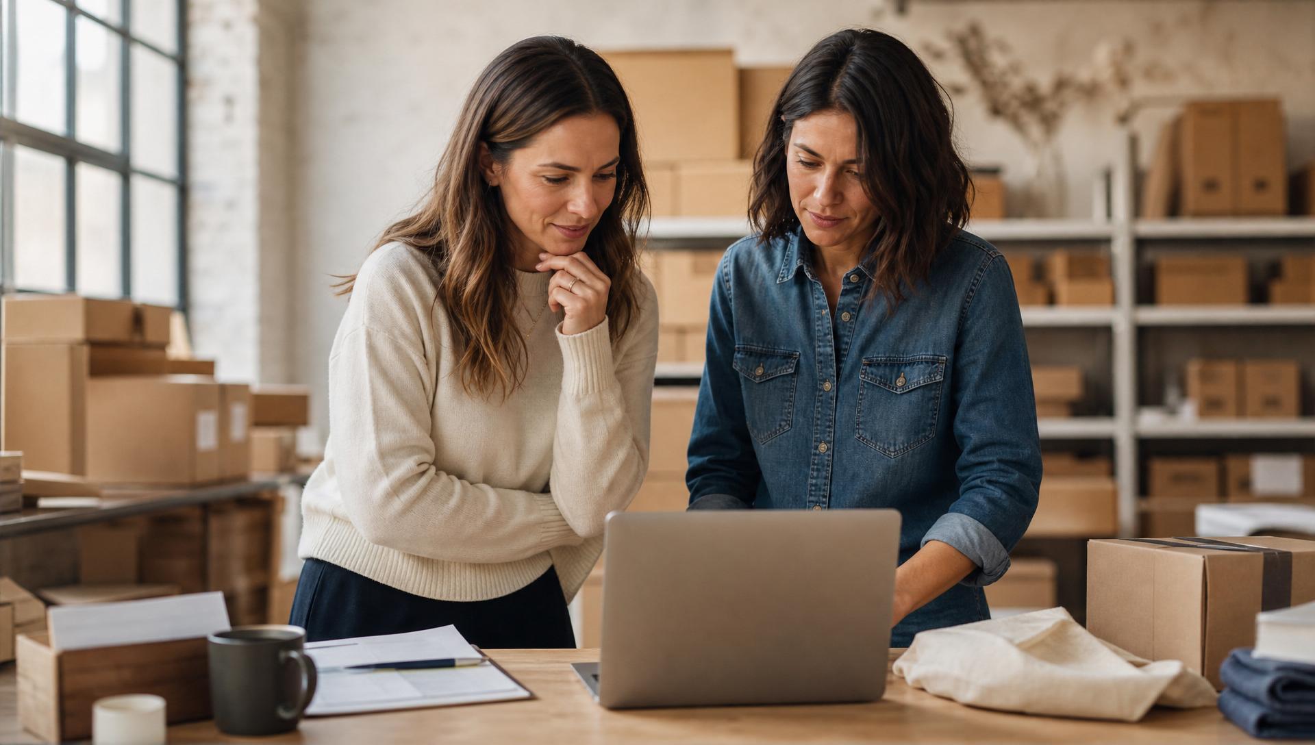 Two ecommerce founders reviewing bank-verified marketing performance together