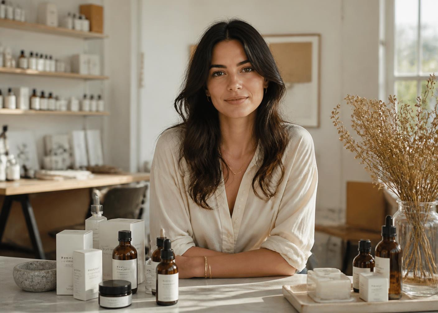 The founder of Luminara in her studio