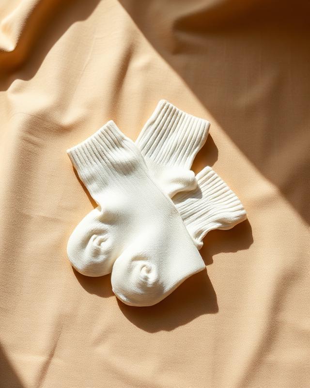 Folded cream cotton crew socks