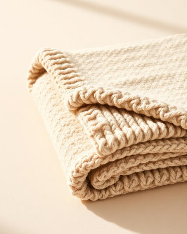 Folded oatmeal knit throw