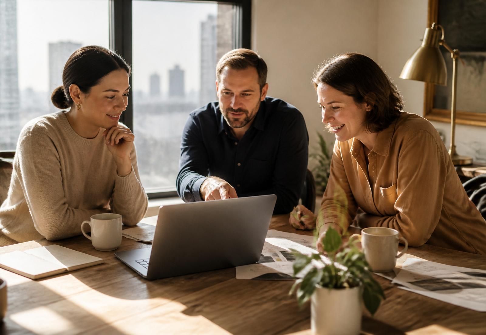 Commerce finance team reviewing confirmed revenue together