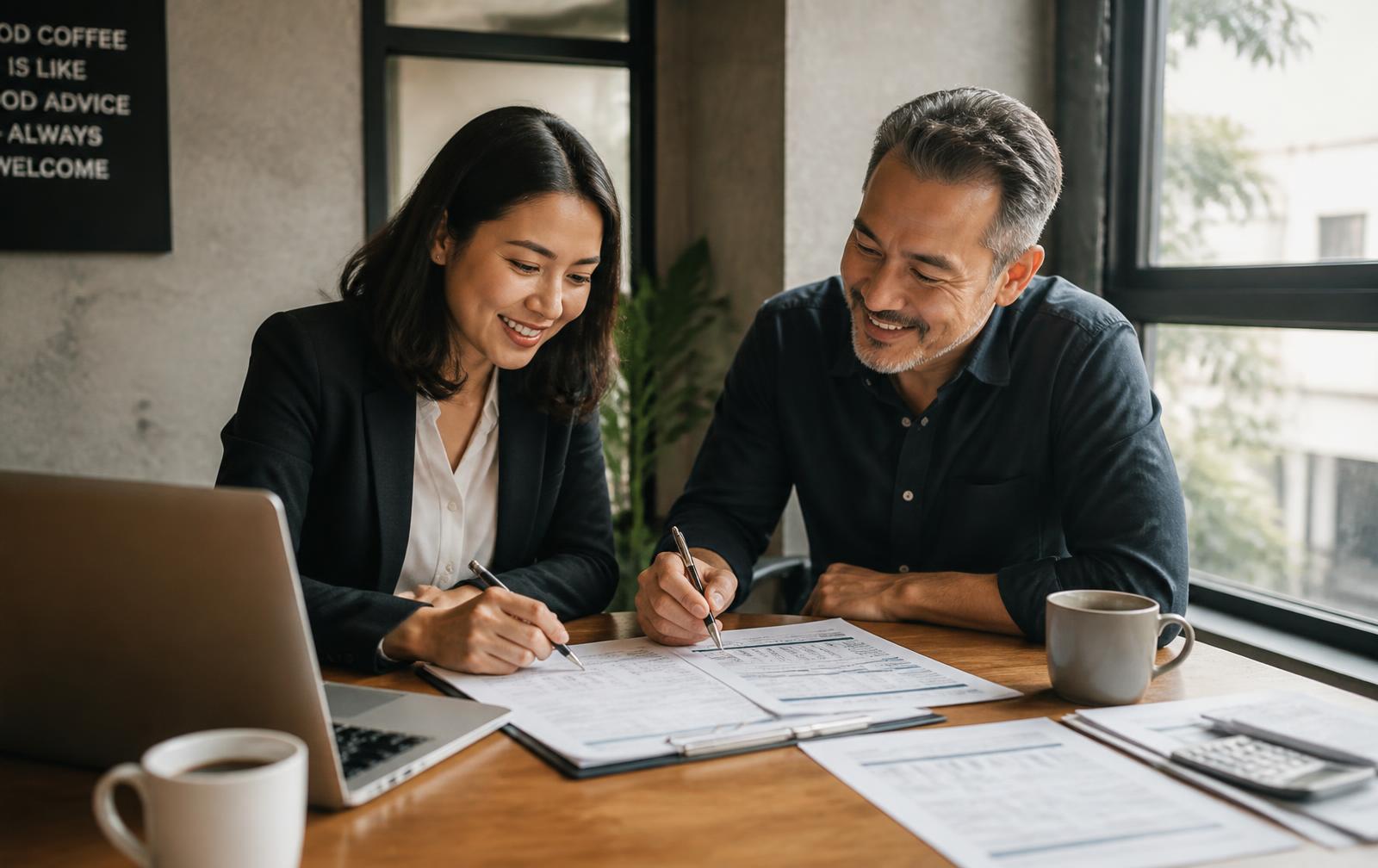 An accountant and a founder signing off the month together